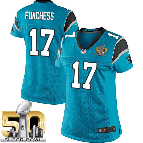 Women's Elite Devin Funchess Super Bowl L Nike Jersey Blue Alternate - #17 NFL Carolina Panthers